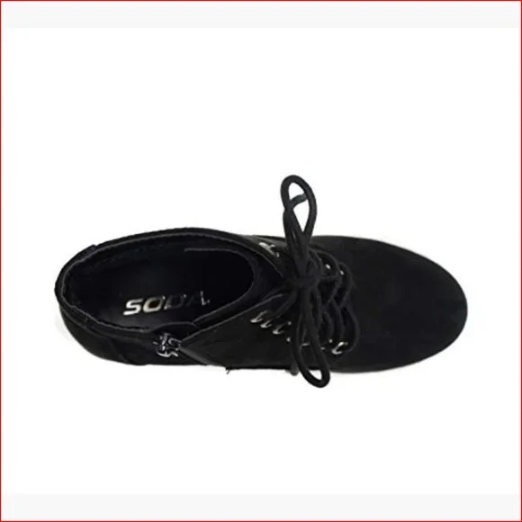 Lug Sole Chunky Heel Combat Ankle Bootie Lace Up with Side Zipper - Picture 4 of 6